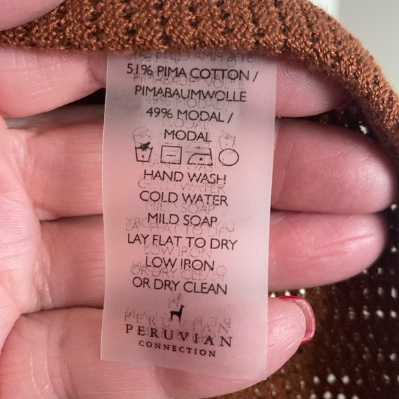 PERUVIAN CONNECTION Women's longer Brown Open-Front Topper - Picture 4 of 6